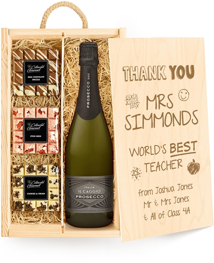 Gifts For Teachers Personalised Chocolate Tasting Experience With Prosecco